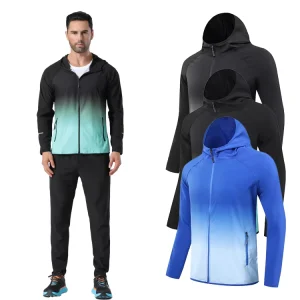 Men’s Women’s Fluorescent Long Sleeved Running Windbreaker XS Stand Sports Coat Quick Drying Zipper Hoodie for OEM Service