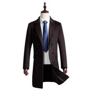 Men’s Wool Overcoat Slim Fit Pure Color Trench Coat