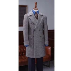 Men’s Wool Trench Coat MTM Custom Handmade Long Woolen Winter Man Coat Made to Measure Cashmere Men Overcoat