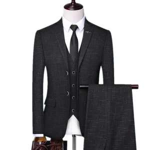 Men’s Woolen Waterproof Groom Suit Custom Make 3 Piece Set Blazers Jacket Pants Vest Casual Business Wedding