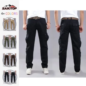 Men’s Work Cargo Pants Outdoor Casual Straight-leg Slim Fit Multi-pocket Long Pants Trousers