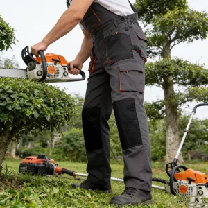 Men’s Work Clothing Gray High Waist Outdoor Work Pants with Multi Pockets and Knee Pad Inserts for Construction