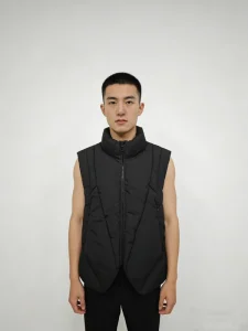 Men’s Work Vest Polyester Waterproof Windproof Quilted Utility Outerwear with Multi-Pockets