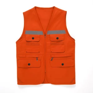 Men’s Work Vest Unisex Outside Vest Custom Hi Vis Logo Workwear with Pockets and Zippers