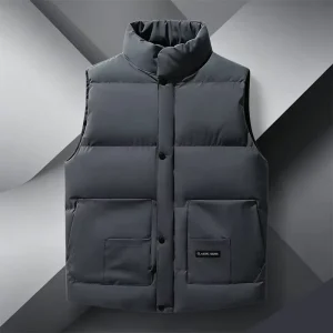 Men’s Work Vest Winter Sleeveless Thickened Windproof Filled Lightweight Casual Pattern