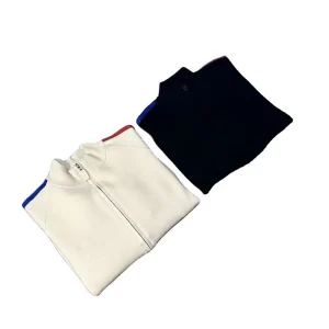 Men’s Woven Sweater Knitwear Stand Letter Embroidered Streetwear Windbreaker Zipper Fleece Jacket