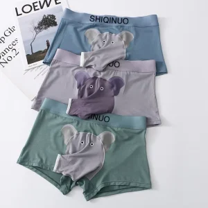 Men’s XL Underpants Mid Rise Modal Four Corner Elephant Pattern Boxers Separation Underwear for Teenagers Logo Waist