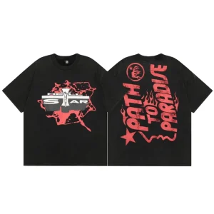 Men’s Y2K Streetwear Custom T-Shirts 100% Cotton 240g Letter Printed Vintage Star Design