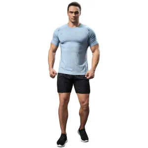 Men’s Yoga Activewear Short Sleeve T-Shirt Loose Lightweight Style for Fitness Training Breathable Quick-Dry Running Top