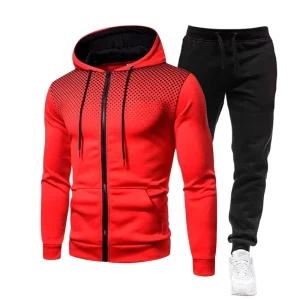 Men’s Zip up Hoodie Tracksuit Set Athletic Jogging Suit for Men Breathable Sportswear with Sweatpants for Gym Fitness Running