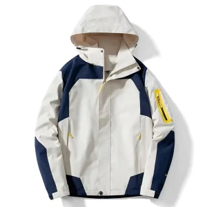 Men’s and Women’s Winter Blouson Hooded Stand Collar Zipper Windproof Waterproof Breathable Outdoor Hiking 100% Polyester Jacket