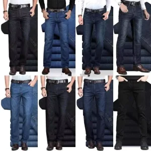 Men’s classic straight leg jeans men’s business casual stretch jeans available in various washes simple and versatile