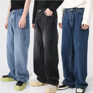 Men’s wear Korean-style loose and tight waist straight-leg casual jeans 10-color men’s jeans