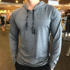 Mesh Hoodies High Quality Men Active Wear Mens Breathable Gym Wear Clothing Training Wear Pullover Men Gym Hoodie