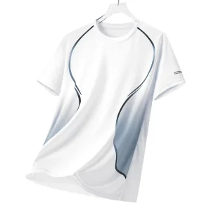 Mesh Short sleeved T shirt for Men Summer Gradient Print Quick drying Casual Cool Feeling Men’s Loose fitting Sports Top