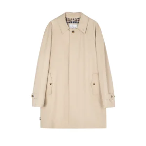 Mid-Length Camden Trench Coat Beige British Style with Check Lining