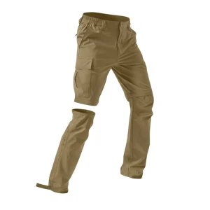 Mid Waist Hiking Pants Men’s Casual Quick Dry Lightweight Zipper Fly Breathable Straight Cargo 100% Polyester Summer for Outdoor