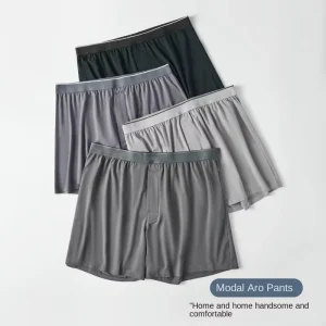 Modal Men’s Arlo Pants Mid Rise Anti Bacterial Knitted Spandex Boxer Briefs Loose Breathable Solid Waist Logo Underwear Home