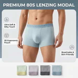 Modal Men’s Mid Rise Underwear Large Size Breathable Knitted Briefs & Boxers Anti Bacterial Mesh Soft Comfortable Logo Waist