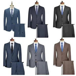 Modern Business Slim Fit Jacket Long Pants Men’s Suit Set