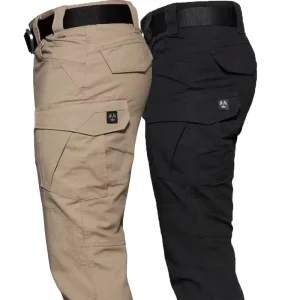 Multi Pockets Black Polyester Cotton Casual Summer Lightweight Men’s Waterproof Windproof Breathable Cargo Pants