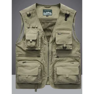 Multi-pocket Vest Men’s Outdoor Vest Middle-aged and Elderly Summer and Spring Fishing Loose and Quick