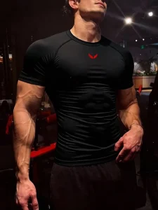 Muscle Fit Crew Neck High Elastic Men’s Sports T Shirt Custom Printed Activewear Ideal For Fitness Training And Running