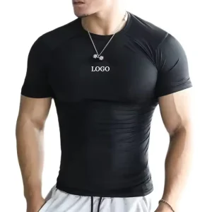 Muscle Men’s Sportswear Short Sleeve Athletic Compression T-shirt-Knitted Blank Regular Fit Polyester/Spandex Quick-Dry