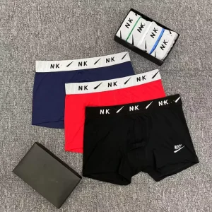 N&K Mid-Rise Men’s Cotton Boxer Shorts Custom Logo Waistband Breathable Briefs with Letter Pattern