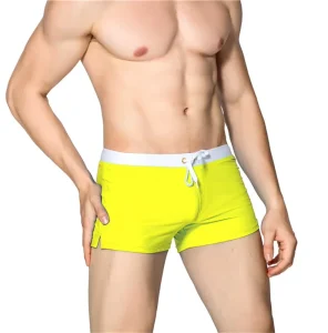 NS899 OEM New Summer Men’s Swimwear Striped Solid Dot Boxer Shorts Swim Trunks Beach Shorts with Stylish Patterns