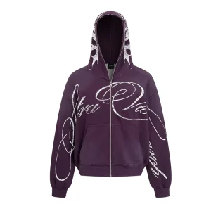 New American Style Hip Hop Fashion Men’s Oversized Winter Hooded Zip-Up Hoodies Sweatshirts Long Sleeve Letter Street Style