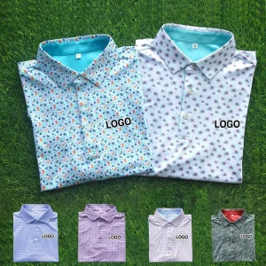 New Arrival Custom logo Pattern Stiff Collar Golf Shirts Lightweight Short Sleeve Moisture Wicking Dry Fit Golf Polo Shirt