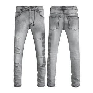 New Arrival Men Vintage Jeans Pants Heather Grey Stacked Jeans Men Straight Stretch Men’s Slimming Fit Jeans