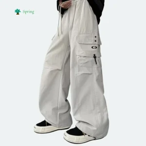 New Arrival Men’s Specialty 3D Embossed Straight Casual Breathable Windproof Cargo Pants Adjustable Drawstring Fit Teens