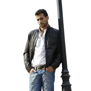 New Arrival Style Men’s Waterproof Plus Size Spring Quilted Genuine Leather Coat with Breathable Polyester Filling