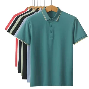 New Brand Men’s for Polo Shirt 100% Cotton Solid Business Casual Knitted Clothing