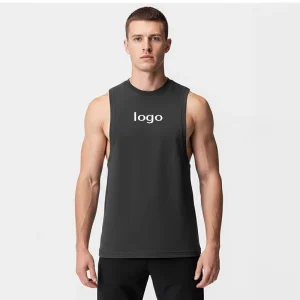 New Custom Athletic Running Ice Cool Feel Wide Armholes 75% Cotton And 25% Polyester Men’s Athletic Fitness Tank Top