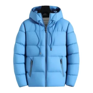 New Custom Logo Winter Men’s Waterproof Hooded Down Jacket High Quality Fashionable Casual Zippered Windproof Puffy Outerwear