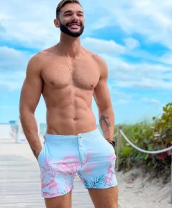 New Custom Summer Swim Brief Plus Size Striped 100% Polyester Men’s Swimwear Quick Dry Anti-Uv Beachwear