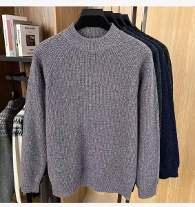 New Customizable Business Casual Men’s Winter Knitwear with Anti Shrink Blend Soft Warm 400g Full Sleeve Computerized Knit