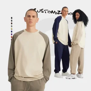 New Design Oversized Long Sleeve Men’s Sportswear 100% Cotton Custom Logo Fashionable Neck Solid Breathable