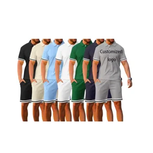 New Factory Summer Men’s Sports Fitness Shorts Loose Casual Short Sleeve Colorblock Suit