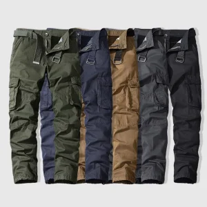 New Fashion Men Cotton Multi pocket Pants Outdoor Men’s Clothes Outdoor Overalls Solid Color Loose Casual Trousers Long Pants