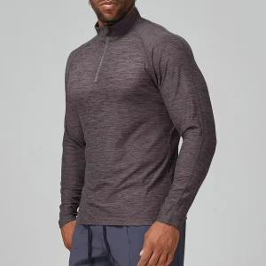 New Fashion Men’s Polyester Spandex Half-Zip Textured Long Sleeve Shirt Quick Dry Breathable Gym Fitness Activewear Slim Fit