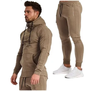 New Fitness and Yoga Wear Men Blank Hoodies Sweatshirts and Joggers Active Wear Sets