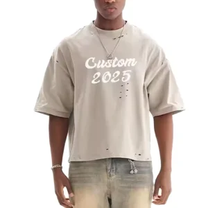 New High quality Retro Heavyweight Vintage Boxy Men’s T Shirt Pickled Oversized Slim Fit Custom Printed Logo Men’s T Shirt
