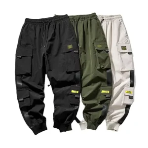 New Joggers Cargo Pants for Men Casual Hip Hop Pocket Male Trousers Sweatpants Streetwear Ribbons Techwear Pants