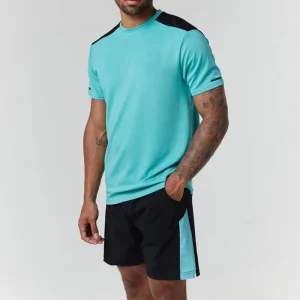 New Men Activewear Workout Short Sleeve Top Shorts 2 Pieces Set Gym Sports Outdoor Tracksuit
