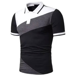 New Men’s Breathable Polyester Urban Fashion T Shirt Printed Design Color Matching Short Sleeve Polo Shirt for Summer