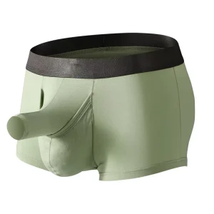New Men’s Soft Bamboo Fiber Low Rise Knitted Panties with Breathable Silk Touch Stretch Trunks Boxer Shorts